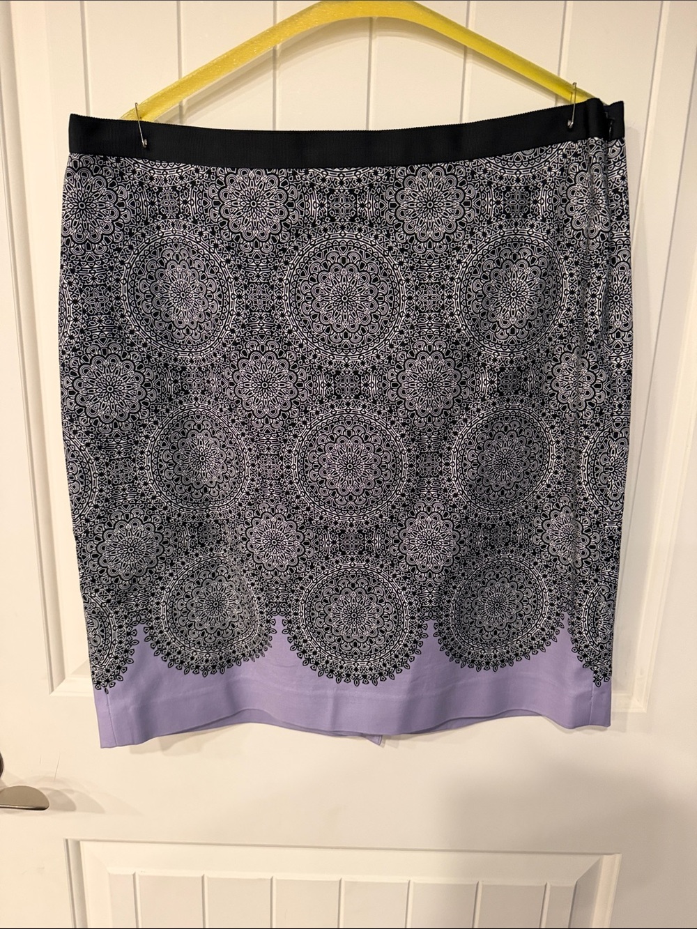 The Limited Black & Lavender Medallion Pencil Skirt